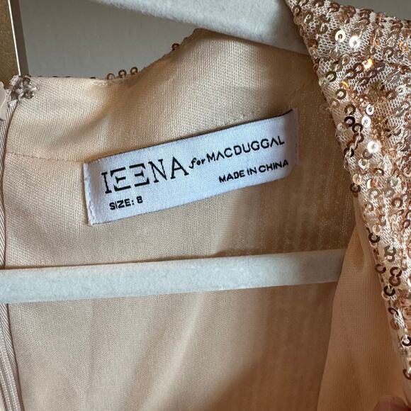 Mac Duggal Ieena Sequin Knotted Midi Dress Rose Gold Size 8 NWT - Picture 6 of 11